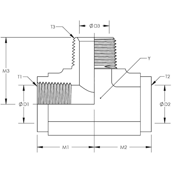 Female Pipe To Female Pipe To Male Pipe Branch Tee